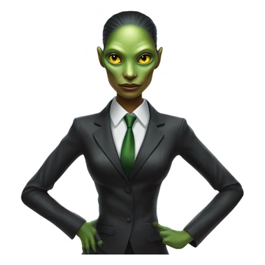 a reptilian alien woman as men in black full body sticker