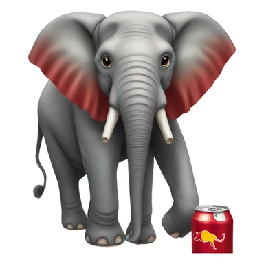 Elephant holding a Red Bull sticker