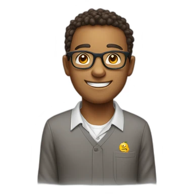 Friendly cartoon character wearing school uniform or casual clothes, wearing a pair of glasses and smiling broadly sticker