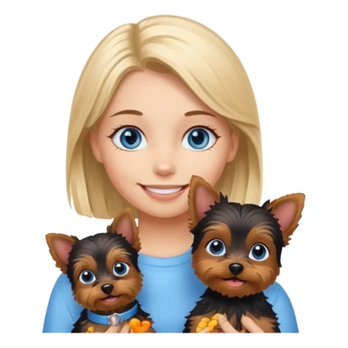 smiling blue eyed girl with Yorkie dog  sticker