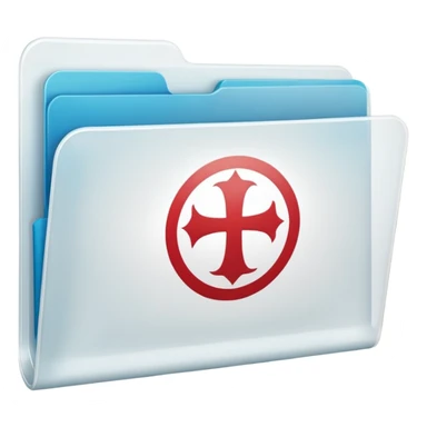 A **simple emoji-style icon** of a **transparent white plastic folder**, minimal and clean, with **rounded corners**, subtle translucency, soft shading, and a **small Choliseo de Puerto Rico arena symbol** on the front.
 sticker