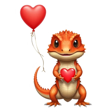 bearded dragon holding a heart balloon sticker