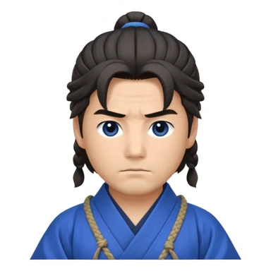 A calm samurai with tied hair, blue robes, and peaceful but deadly focus.
 sticker