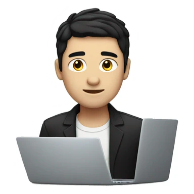 White person with black hair and he is without glass, and he is set over laptop sticker
