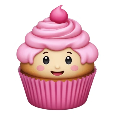 cupcake with pink icing, cute face sticker