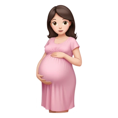 brunette pregnant woman in pastel pink maternity dress sticker