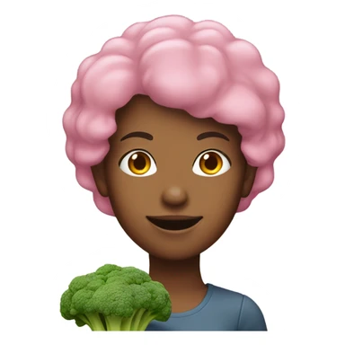 Woman with pink hair holding broccoli  sticker