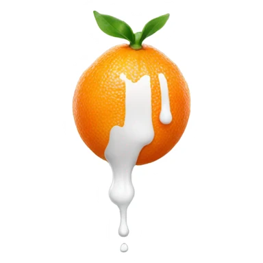 Half tangerine with white paint dripping inside down sticker