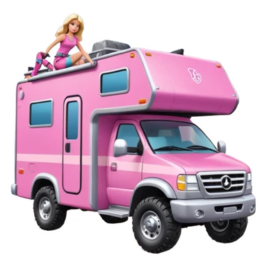 Barbies off-roading rock-climbing dream Winnebago  sticker