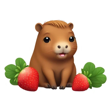 Cute capybara with strawberry sticker