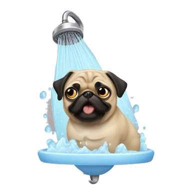 pug taking a shower sticker
