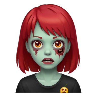 zombie girl with red hair and bangs emoji sticker