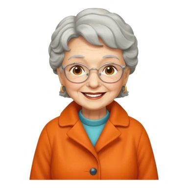a granny with orange coat sticker