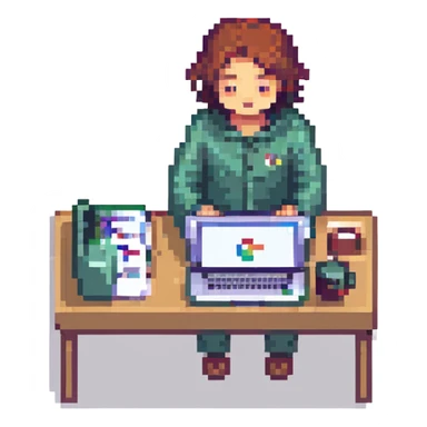 a person working on a laptop sticker