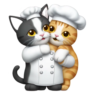 chef cat hugging another cat sticker