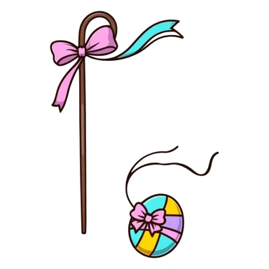 Easter whip with decorative ribbons and bows in pastel colors sticker