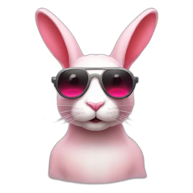 pale pink rage rabbit with red eyes cyberpunk sunglasses sticker