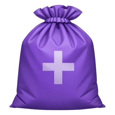 purple trash bag with subtle Swiss cross, octagonal sticker shape, no text sticker