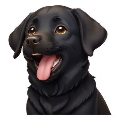 Cinematic Cute Yawning Black Labrador Portrait Emoji, Head tilted slightly with a dramatic, wide-open yawn, showcasing a smooth black Fur with a velvety texture, floppy ears slightly drooping, round brown eyes barely open in drowsy contentment, Simplified yet irresistibly adorable features, highly detailed, glowing with a soft, cozy glow, high shine, relaxed yet expressive, stylized with a touch of whimsy, bright and endearing, soft glowing outline, capturing the essence of a sleepy yet affectionate companion, so drowsy it feels like it could stretch out of the screen and curl up for a nap! sticker
