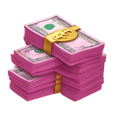 Pink ombre money stack with glitter  sticker