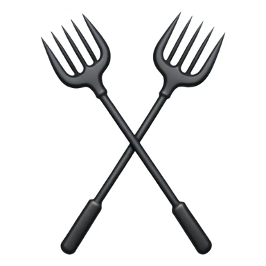 Make 2 black 3 spiked pitchforks cross sticker