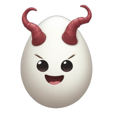 White egg. Lying in his underpants. One arm supports the head, the other holds the floor. The face is playful, there are demon horns on the head. sticker