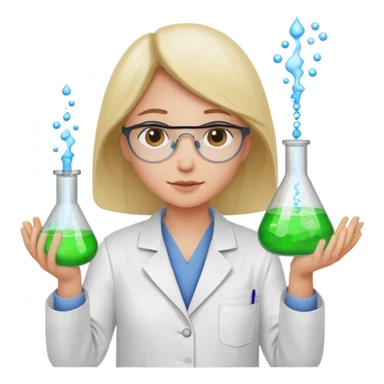 A person in a white coat is experimenting with chemicals. sticker