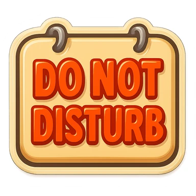 rectangular door sign with rounded corners, beige, flat, with light shadow, retro sticker style, two nails hammered at the top of the sign, transparent background sticker