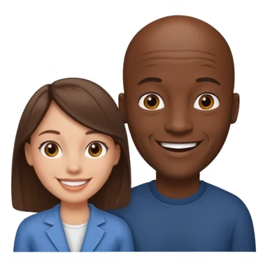Black bald guy white girl brown hair sticker