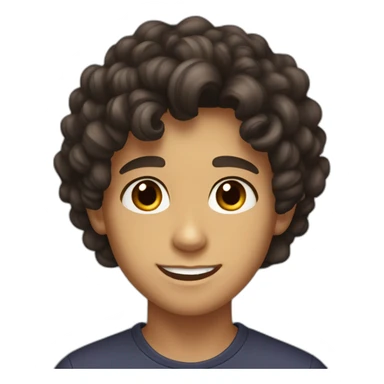 13 years old boy with super super dark brown curled hair tan light skin and dark brown eyes  sticker