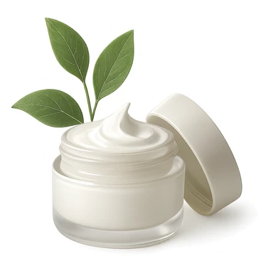 face cream jar with a plant element, no text sticker