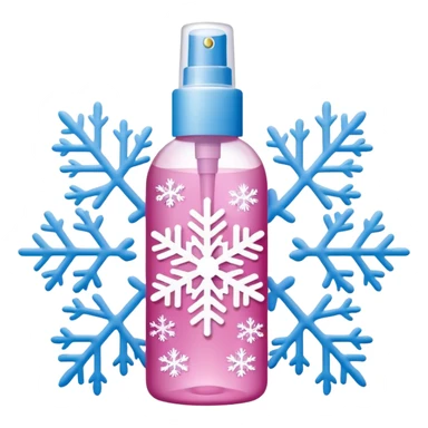 pink body mist bottle with white snowflakes sticker