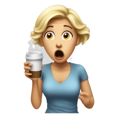 shocked girl spitting out coffee out of shock sticker