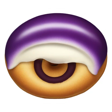 Eggplant through a donut's center sticker