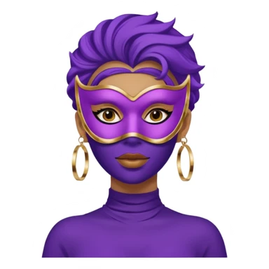 mask wearing woman robber purple with big earrings sticker
