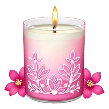 hot pink bath and body works with white floral design   candleLight pink bath and body works with  line art candle sticker