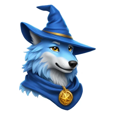 Blue Wolf, wizard hat, furry sticker