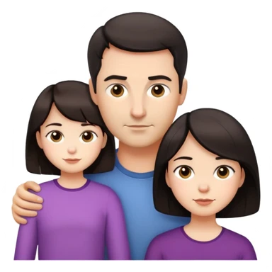 dad short dark hair mom short dark hair daughter light hair daughter dark hair europeans sticker