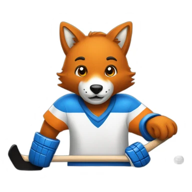 Un renard qui joue au hockey sticker