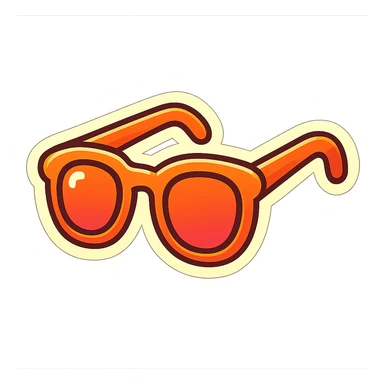 sunglasses with bold outlines, no color, retro sticker style sticker