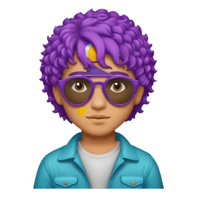 purple haired, curly haired mexican boy with sunglassess sticker