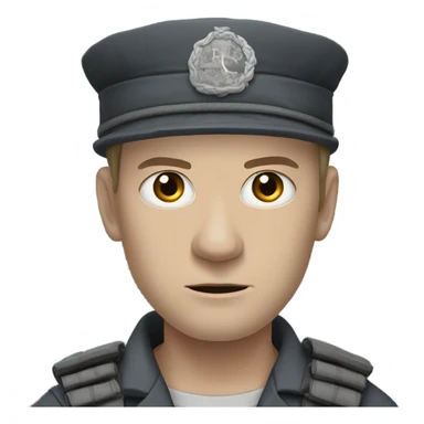 an white skin prisoner in an dark gray uniform. very realistic and detailed sticker