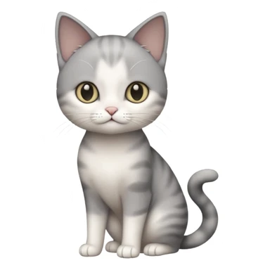 full body small short hair dark grey and white cat sticker