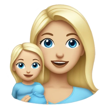 blue eyed blonde mom and baby girl sticker