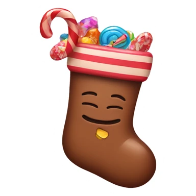 Brown stocking with candy inside  sticker