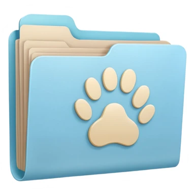 a pastel folder of documents with a pawprint on it sticker