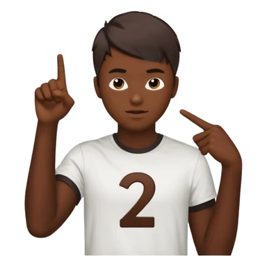 It says 21 with I kid (skin color dark chocolate with most of his hair cut off) pointing at 21 sticker