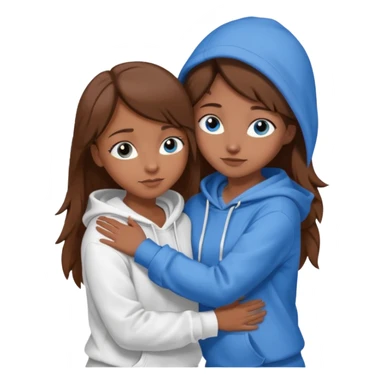 two Girls, Brown and Blonde hair, with Blue Eyes hugging one has Brown hair cute Hug another Version  Both Blue eyes and white hoddies Brown haired sticker
