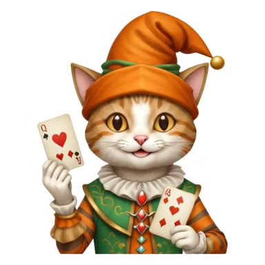 court jester cat medieval, poker cards sticker