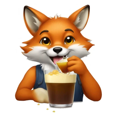 A anthropomorphic fox drinking boba  sticker